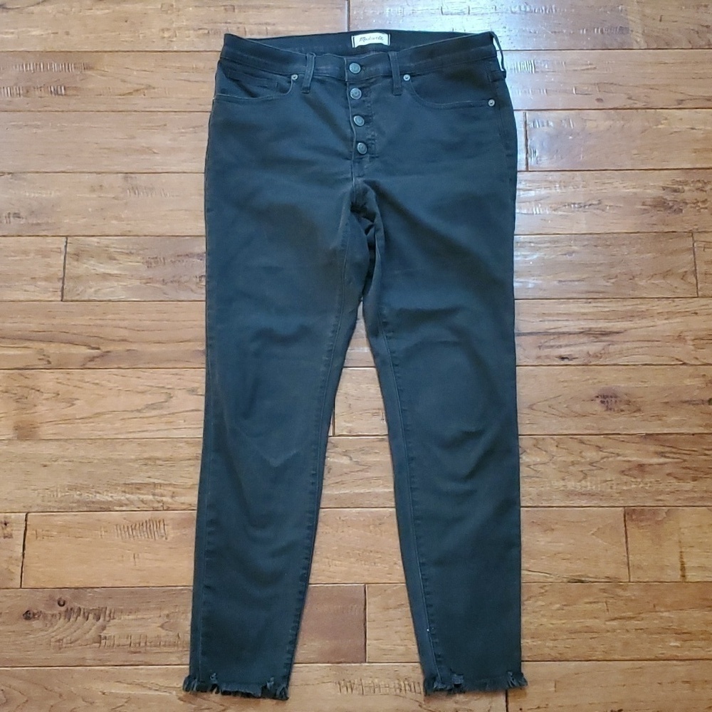 Madewell 9" mid-rise skinny button front black jeans